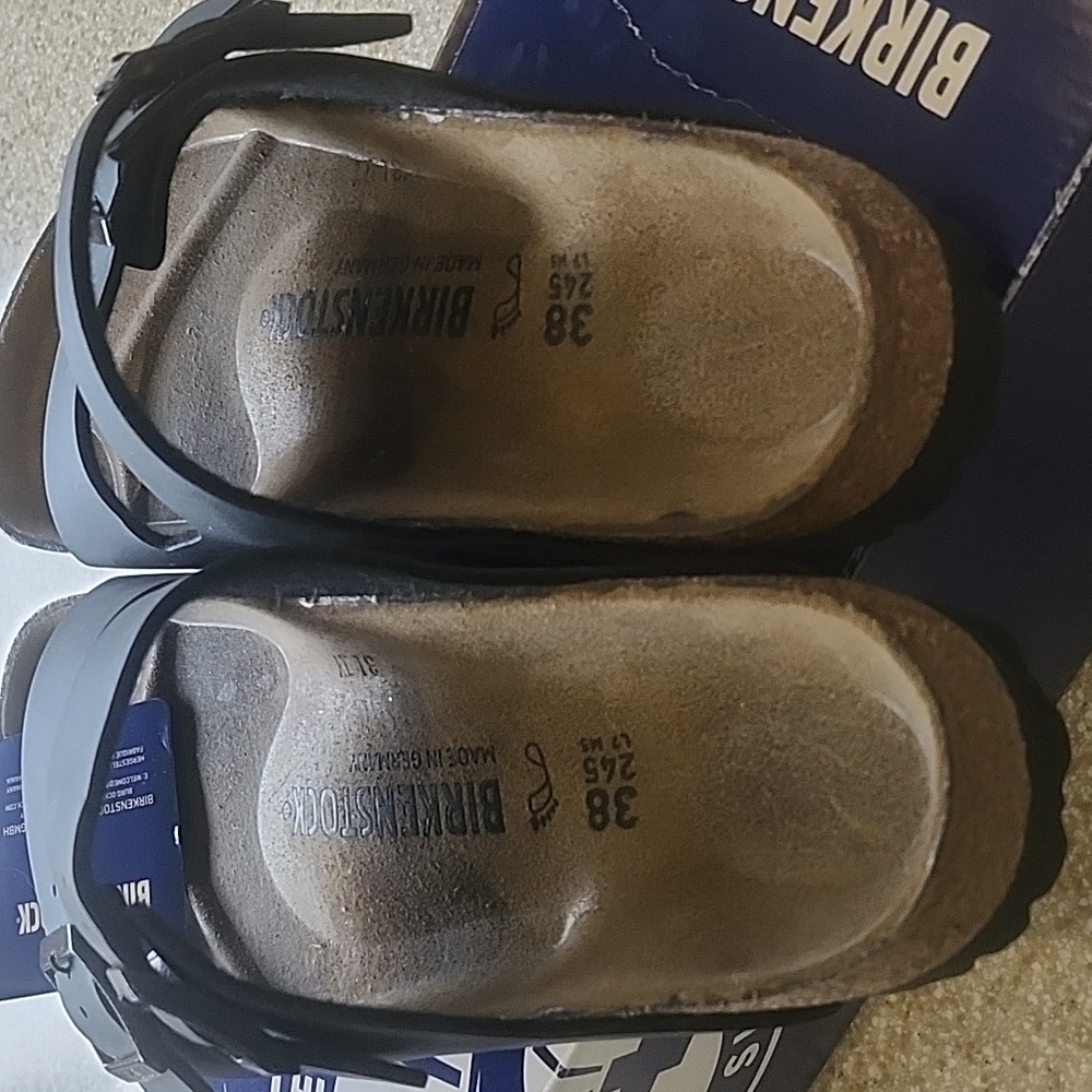NWT Birkenstock Arizona Birko- Flor Black Size 38 Or US Size 7-7.5 New In Box - Picture 4 of 9